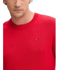 TOMMY HILFIGER TH JEANS Bawełniany sweter z okrągłym dekoltem jasny szkarłat - Koszulki męskie - 3