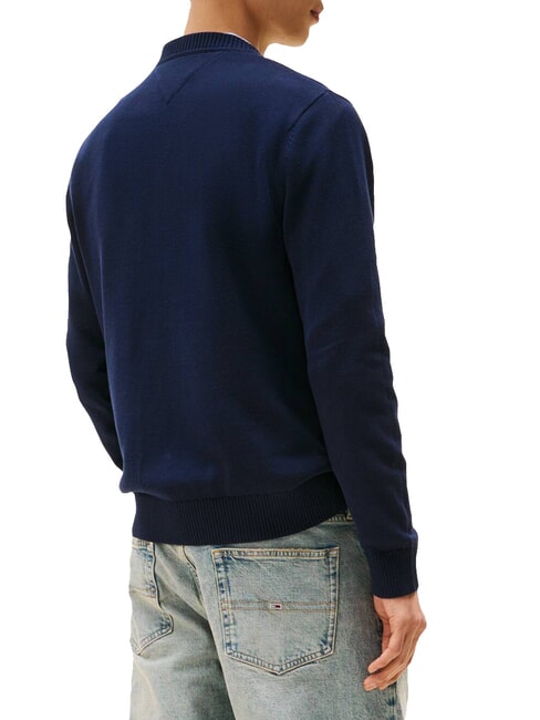 TH JEANS Bawełniany sweter z okrągłym dekoltem ciemna noc granatowa - Koszulki męskie