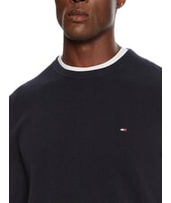 TOMMY HILFIGER TH Sweter z okrągłym dekoltem w kształcie plastra miodu pustynne niebo - Koszulki męskie - 3
