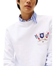 TOMMY HILFIGER TH Bluza bawełniana z okrągłym dekoltem i emblematem biały - Bluzy męskie - 3