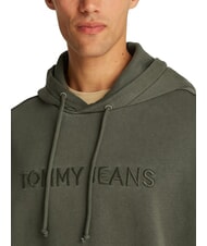 TOMMY HILFIGER TH JEANS Bluza z kapturem z haftowanym logo zmęczenie zielone - Bluzy męskie - 3
