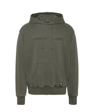 TOMMY HILFIGER TH JEANS Bluza z kapturem z haftowanym logo zmęczenie zielone - Bluzy męskie - 4