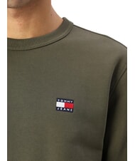TOMMY HILFIGER TH JEANS Bluza bawełniana z okrągłym dekoltem zmęczenie zielone - Bluzy męskie - 3