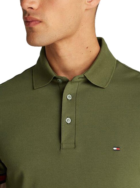 TH Koszulka polo z kr&oacute;tkim rękawem i elastycznym logo zieleń wojskowa - Polo męskie
