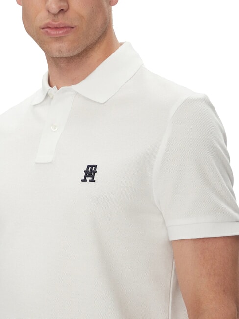 TH Koszulka polo z kr&oacute;tkim rękawem i haftowanym monogramem biały - Polo męskie