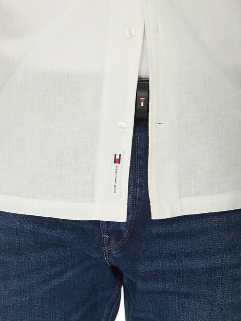 TH JEANS Koszula z kr&oacute;tkim rękawem z lnu i bawełny ecru - Koszule męskie