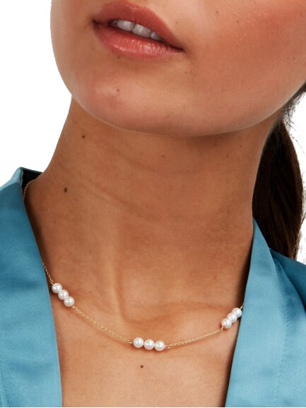 PERLE Naszyjnik choker z perłami ż&oacute;łty - Naszyjniki