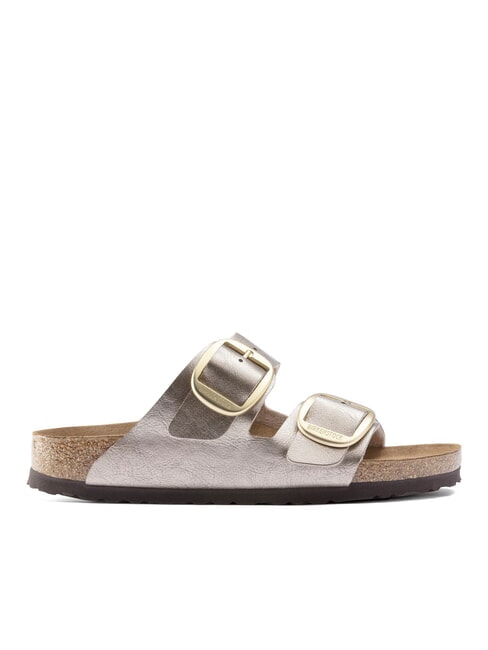 ARIZONA BIG BUCKLE Metalowe pantofle z klamrami szary taupe - Buty damskie