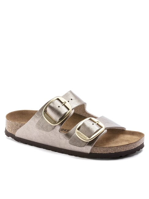 ARIZONA BIG BUCKLE Metalowe pantofle z klamrami szary taupe - Buty damskie