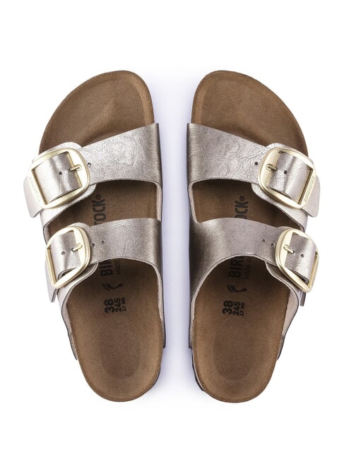 ARIZONA BIG BUCKLE Metalowe pantofle z klamrami szary taupe - Buty damskie
