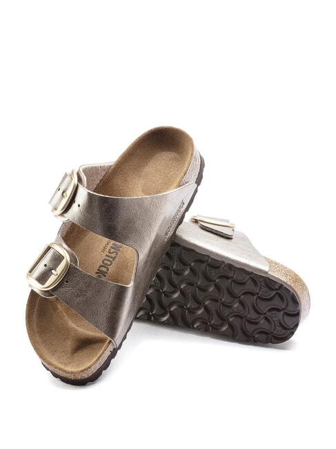 ARIZONA BIG BUCKLE Metalowe pantofle z klamrami szary taupe - Buty damskie