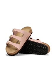 BIRKENSTOCK FLORIDA Klapki ze sk&oacute;ry nubukowej z trzema paskami miękki r&oacute;ż - Buty damskie - 6