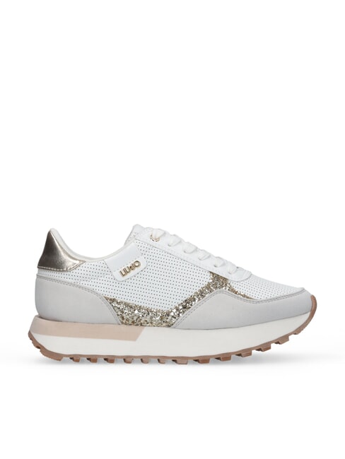 EVELYN 915 Buty sportowe do biegania z brokatowymi wstawkami biały/jasnozłoty - Buty damskie