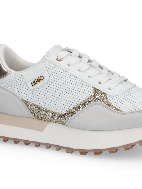 EVELYN 915 Buty sportowe do biegania z brokatowymi wstawkami biały/jasnozłoty - Buty damskie