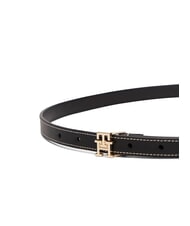 TOMMY HILFIGER TH LOGO Cienki sk&oacute;rzany pasek czarny - Paski - 4