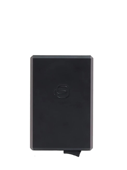 BLACK SQUARE Sk&oacute;rzany i aluminiowy uchwyt na karty ZIELONY - Portfele męskie