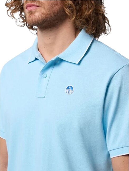COLLAR STRIPED Koszulka polo bawełniana z kr&oacute;tkim rękawem miękki niebieski - Polo męskie