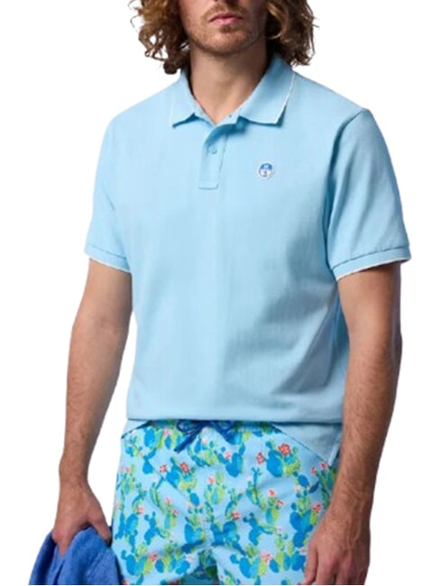 COLLAR STRIPED Koszulka polo bawełniana z kr&oacute;tkim rękawem miękki niebieski - Polo męskie