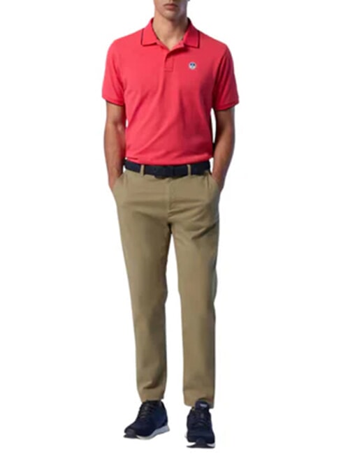 COLLAR STRIPED Koszulka polo bawełniana z kr&oacute;tkim rękawem pelargonia - Polo męskie