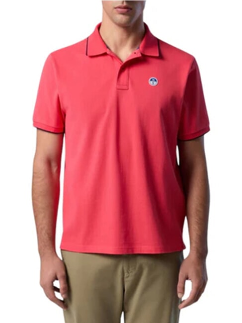 COLLAR STRIPED Koszulka polo bawełniana z kr&oacute;tkim rękawem pelargonia - Polo męskie