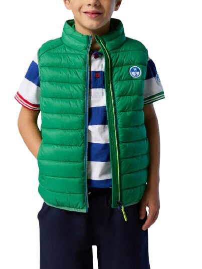 EXPLORER Kurtka puchowa unisex bez rękaw&oacute;w zielona pszczoła - Kurtki dziecięce