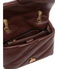 PINKO MINI LOVE BAG Torba ze sk&oacute;ry nappa wino bordowe-antyczne złoto - Torby damskie - 4