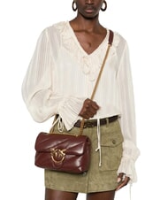 PINKO MINI LOVE BAG Torba ze sk&oacute;ry nappa wino bordowe-antyczne złoto - Torby damskie - 5