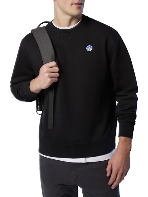 ROUND LOGO Bluza bawełniana z okrągłym dekoltem czarny - Bluzy męskie