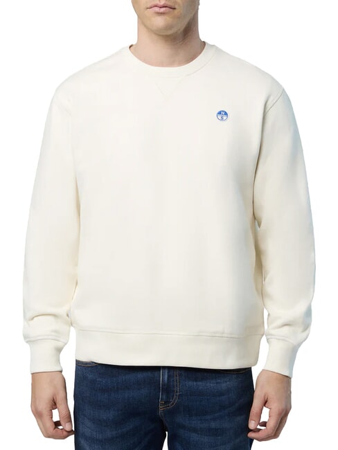 ROUND LOGO Bluza bawełniana z okrągłym dekoltem ptasie mleczko - Bluzy męskie