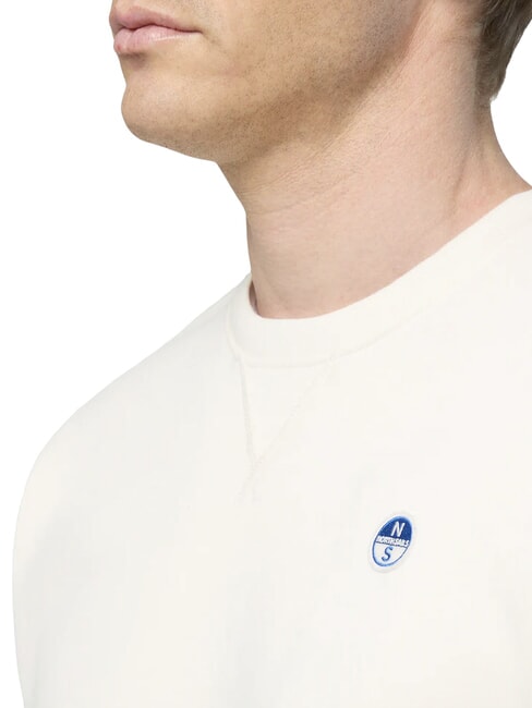 ROUND LOGO Bluza bawełniana z okrągłym dekoltem ptasie mleczko - Bluzy męskie
