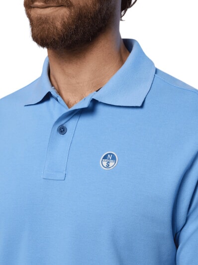 BASIC Koszulka polo bawełniana z kr&oacute;tkim rękawem jasnoniebieski - Polo męskie