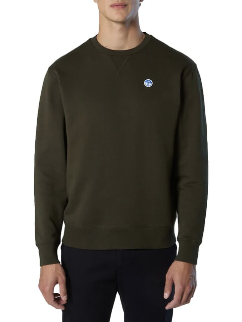 ROUND LOGO Bluza bawełniana z okrągłym dekoltem noc leśna - Bluzy męskie
