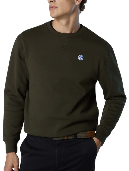 ROUND LOGO Bluza bawełniana z okrągłym dekoltem noc leśna - Bluzy męskie