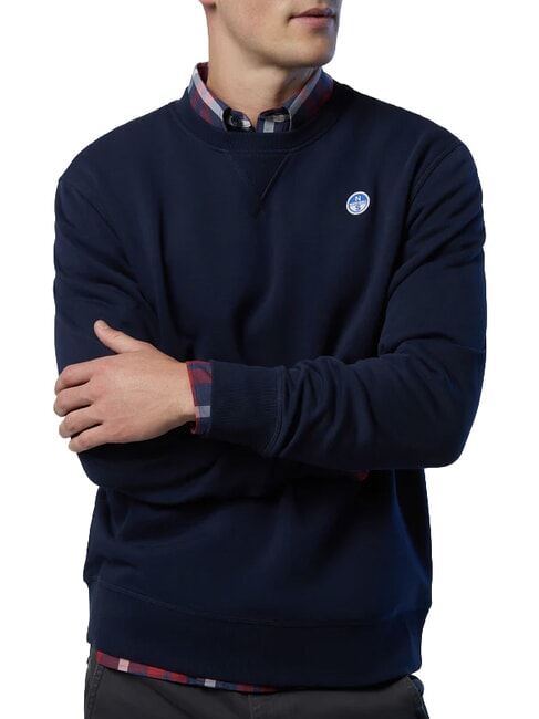 ROUND LOGO Bluza bawełniana z okrągłym dekoltem granatowy - Bluzy męskie