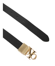 CALVIN KLEIN CK HARDWARE Dwustronny pasek sk&oacute;rzany czarny / antyczne jasne złoto - Paski - 3