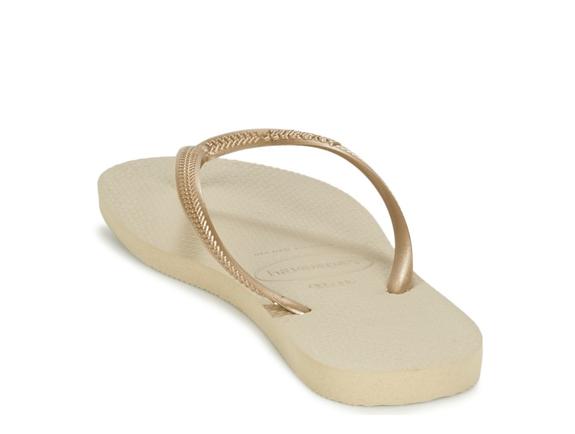 SLIM Klapki SZARY PIASKOWY/JASNY ZŁOTY - Buty damskie