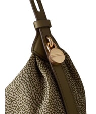 BORBONESE PRIVE Torba na ramię typu hobo oliwka - Torby damskie - 5