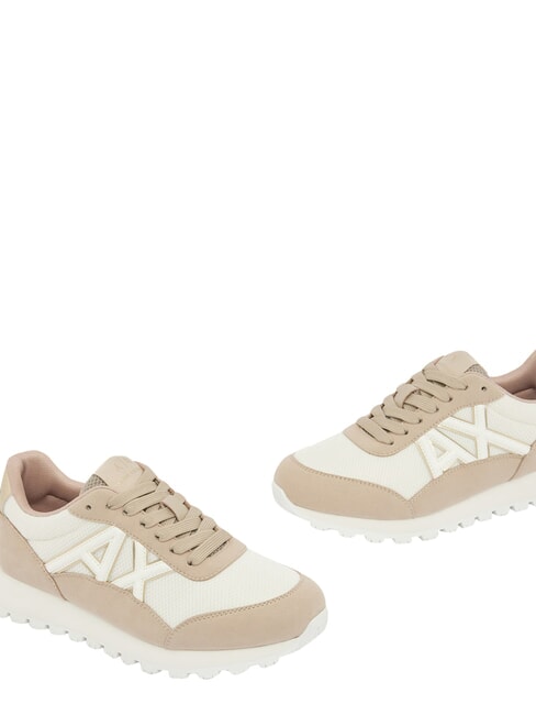 DROP MICROSUEDE Trampki z logo z boku piasek+ecru - Buty damskie