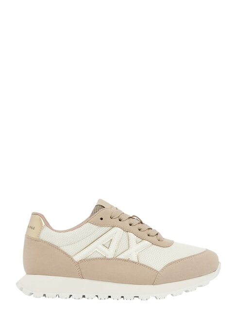DROP MICROSUEDE Trampki z logo z boku piasek+ecru - Buty damskie