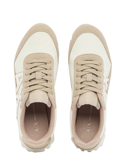 DROP MICROSUEDE Trampki z logo z boku piasek+ecru - Buty damskie