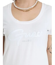 GUESS SCRIPT Koszulka bawełniana czysto biały - Koszulki i topy damskie - 3