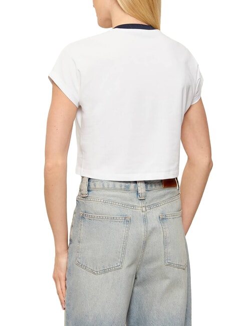 SCRIPT CROP Kr&oacute;tki T-shirt czysto biały - Koszulki i topy damskie