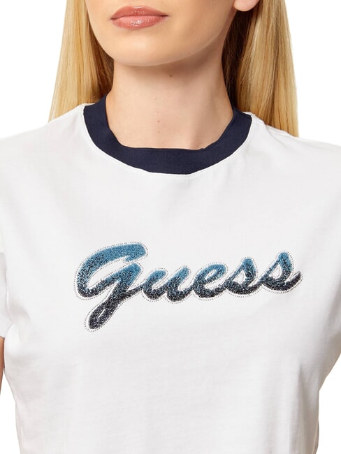 SCRIPT CROP Kr&oacute;tki T-shirt czysto biały - Koszulki i topy damskie