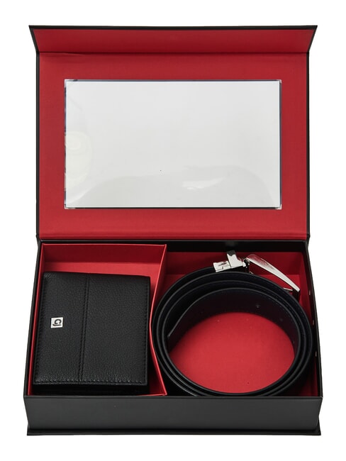 GIFT BOX Zestaw paska i portfela czarno-niebieski - Paski