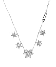 GUESS WHITE LOTUS Srebrny naszyjnik z motywem wielu lotos&oacute;w - Naszyjniki