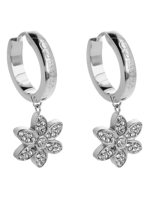 WHITE LOTUS Kolczyki k&oacute;łka z zawieszkami w kształcie kwiat&oacute;w SREBRNY - Kolczyki