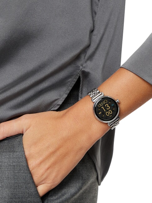 GLAM Zegarek, smartwatch z obudową ze stopu cynku i stali srebrny - Zegary