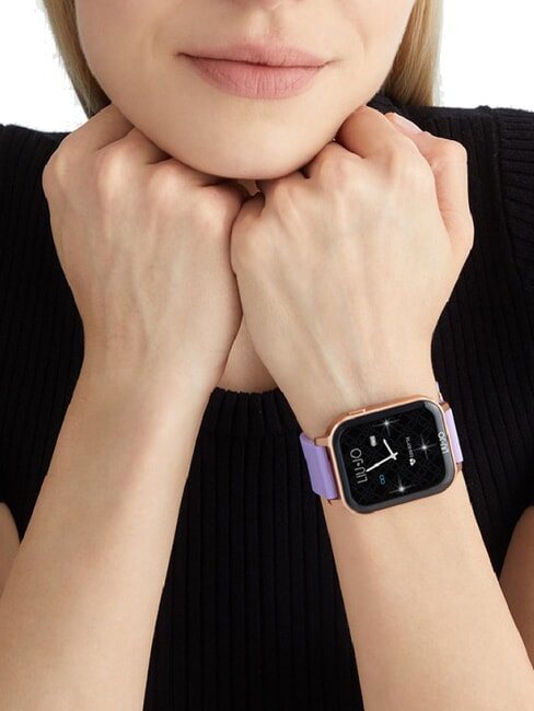VOICE ENERGY Zegarek, smartwatch z obudową silikonową i aluminiową r&oacute;żowe złoto - Zegary
