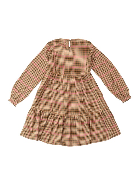 TH KIDS Sukienka dla dziewczynki Kratka Shepard/beż magenta - Sukienki dla małych dziewczynek