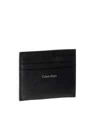 CALVIN KLEIN HARDWARE EMBLEM PEBB Płaski sk&oacute;rzany uchwyt na karty na czarno - Portfele damskie - 2